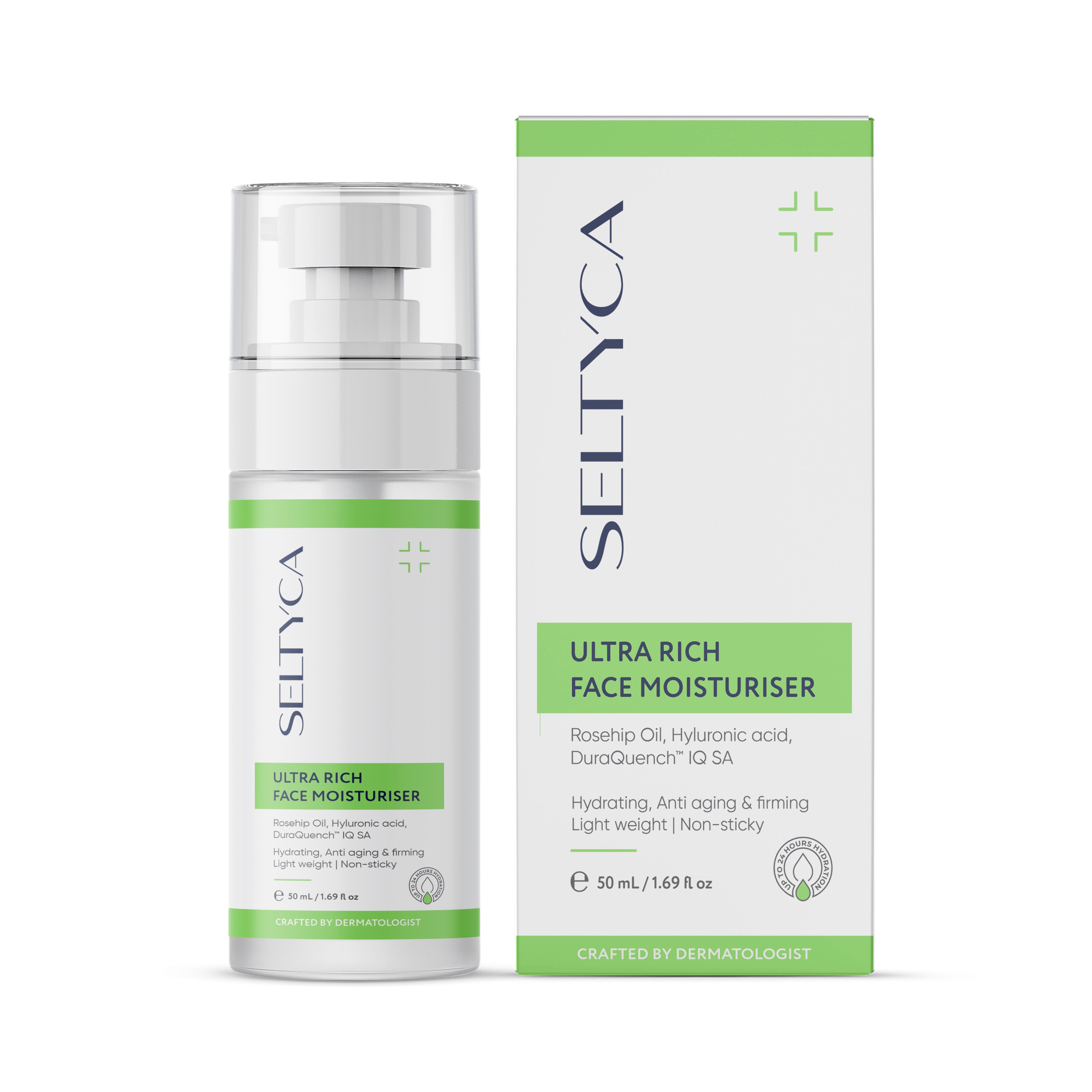 Seliya Ultra Rich Face Moisturizer bottle and packaging on a white background