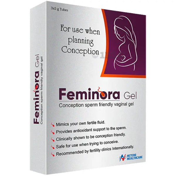 Box of Feminora Gel for conception support on a white background