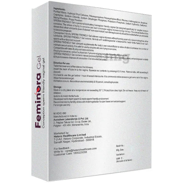 Feminina Gel packaging with text on a white background