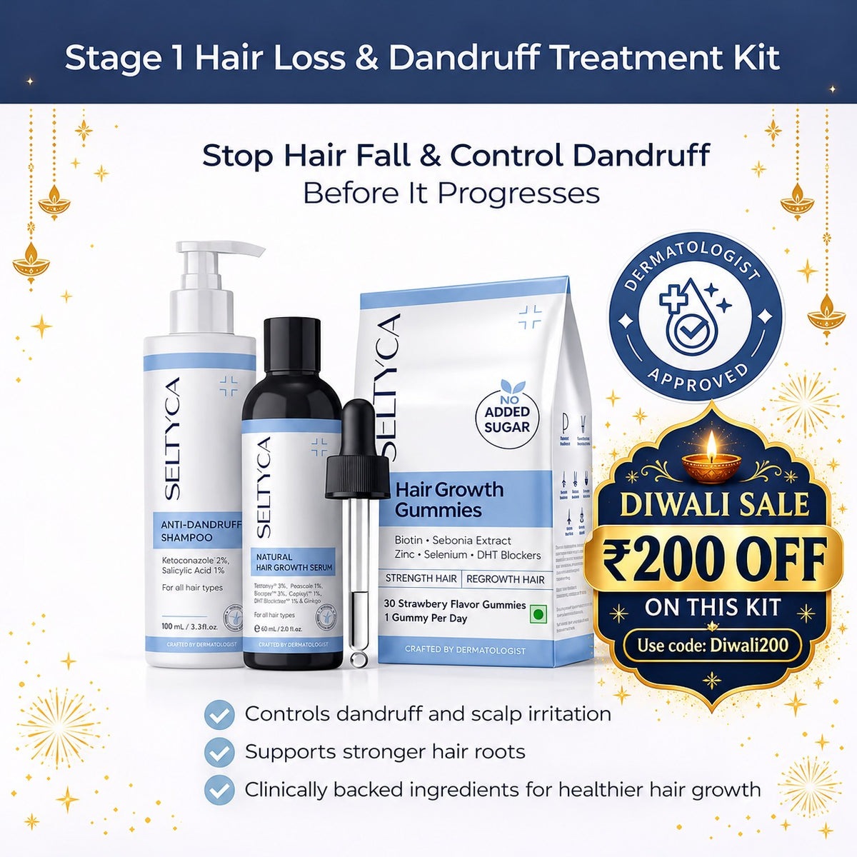 Stage 1 Hair Fall Kit (Early Hair Fall + Dandruff Control)