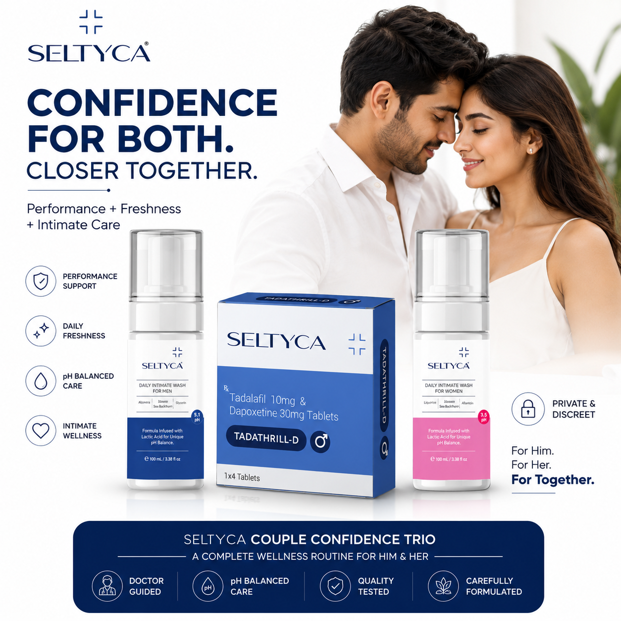Seltyca Couple Intimate Care Trio | Performance | Freshness | Intimate Wellness