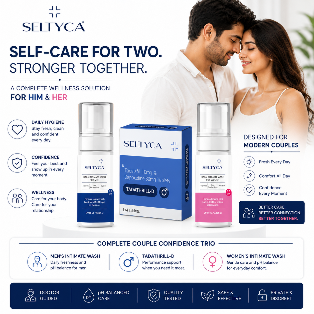 Seltyca Couple Intimate Care Trio | Performance | Freshness | Intimate Wellness