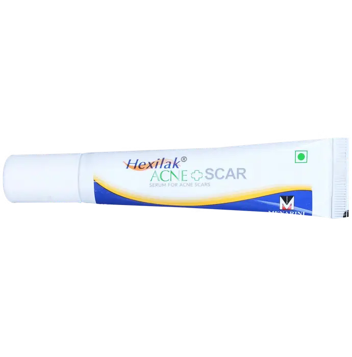 Hexilak Acne Scar cream tube on a white background