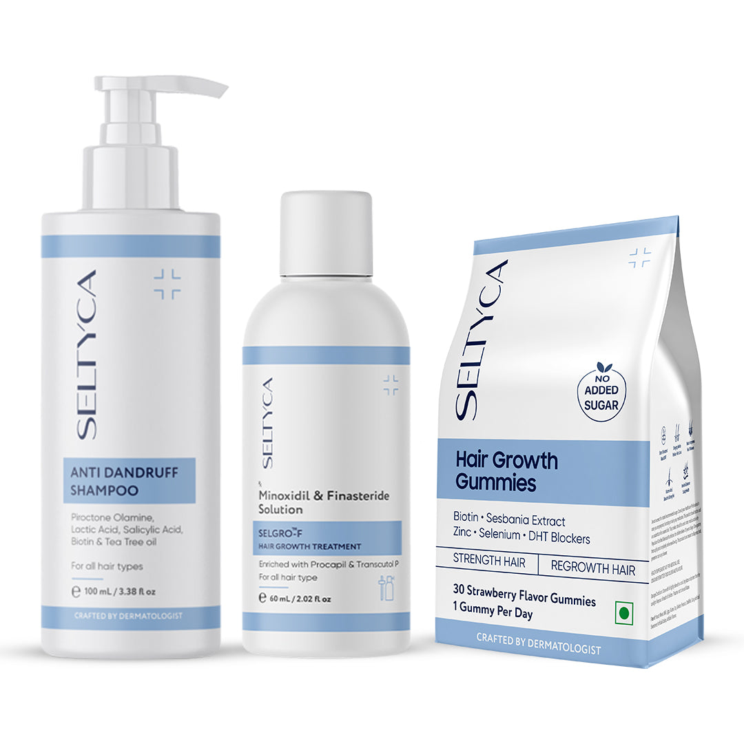 Seltyca Anti Dandruff Shampoo, Selgro-F & Hair Growth Gummies