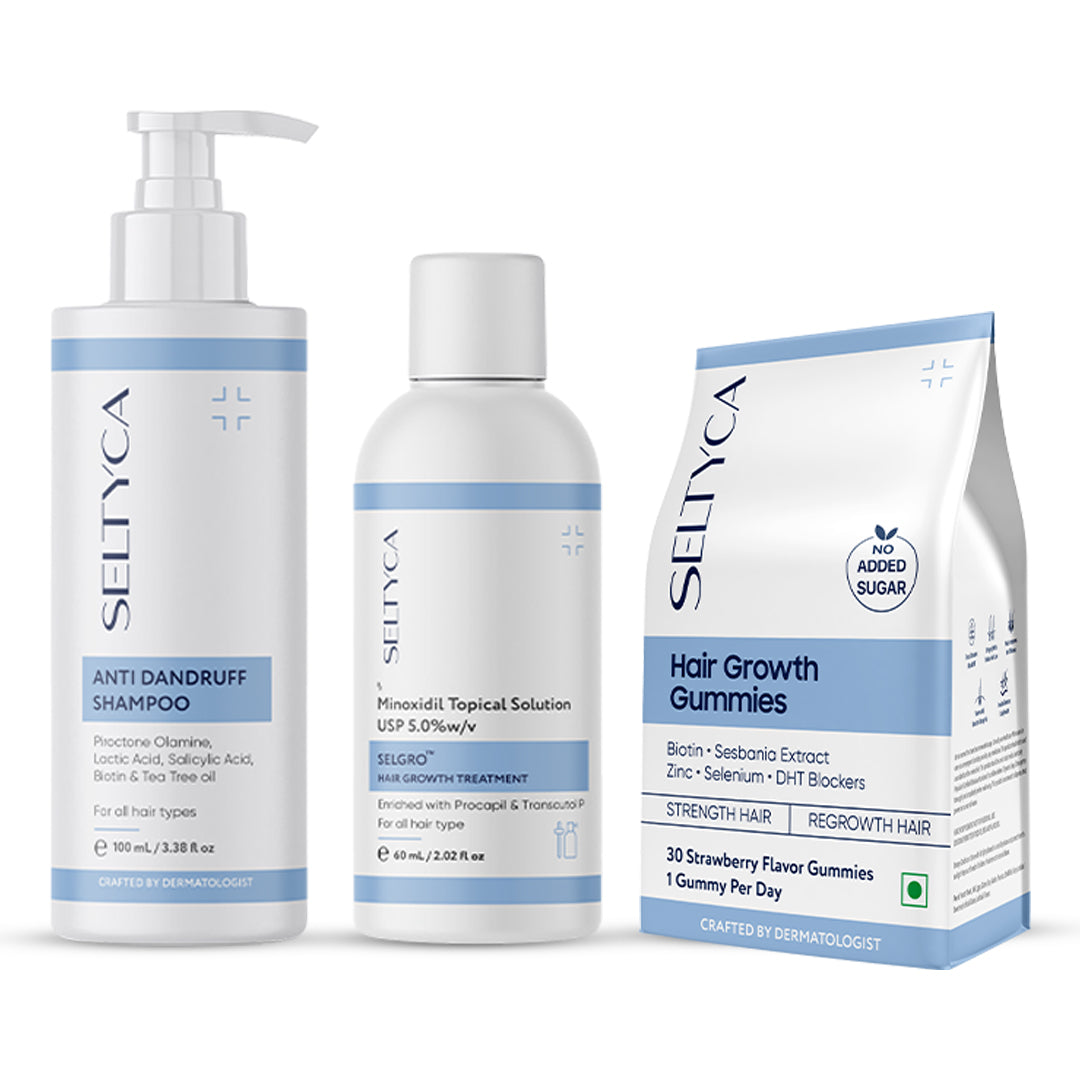 Seltyca Anti Dandruff Shampoo, Selgro & Hair Growth Gummies