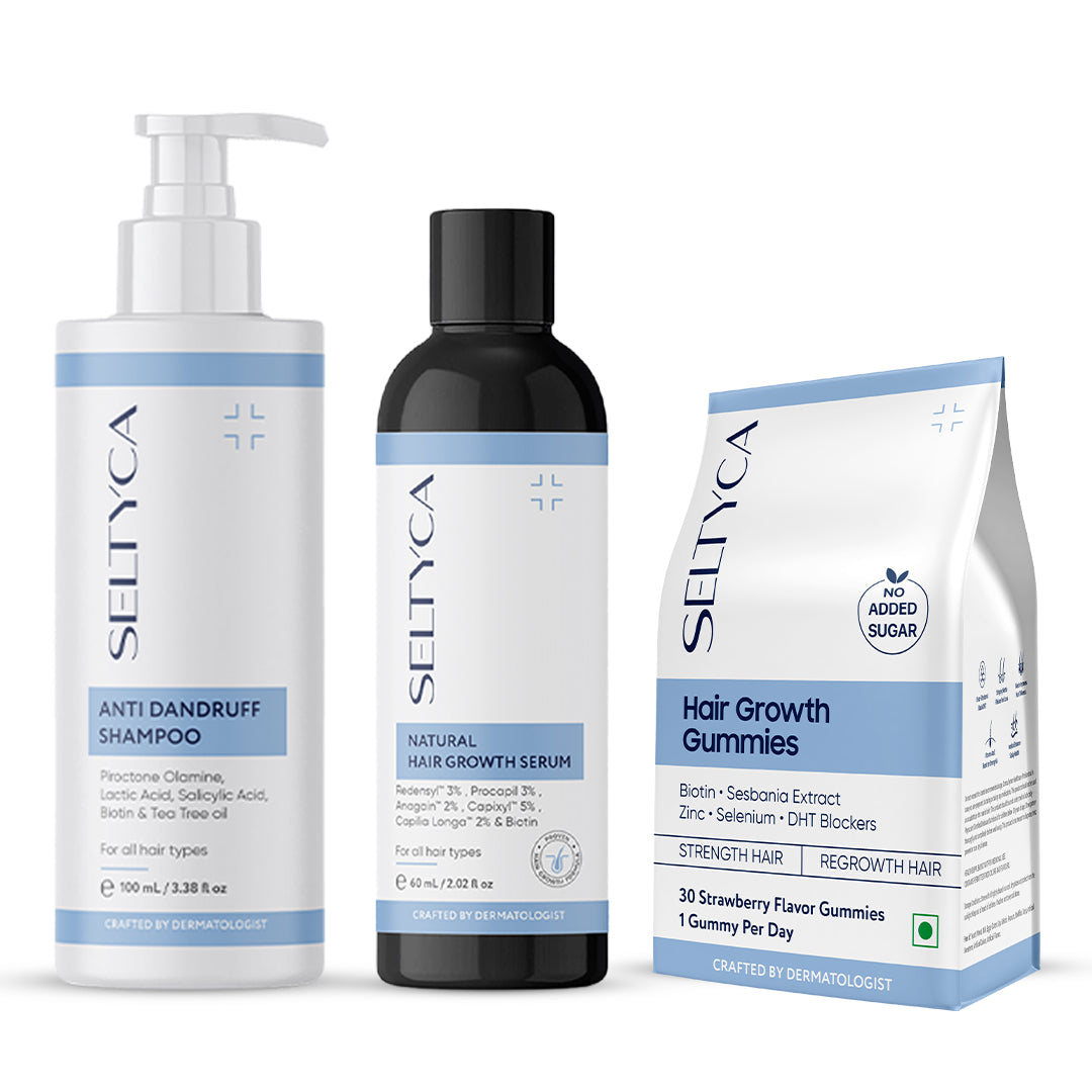 Seltyca Anti Dandruff Shampoo, Hair Growth Serum & Hair Growth Gummies